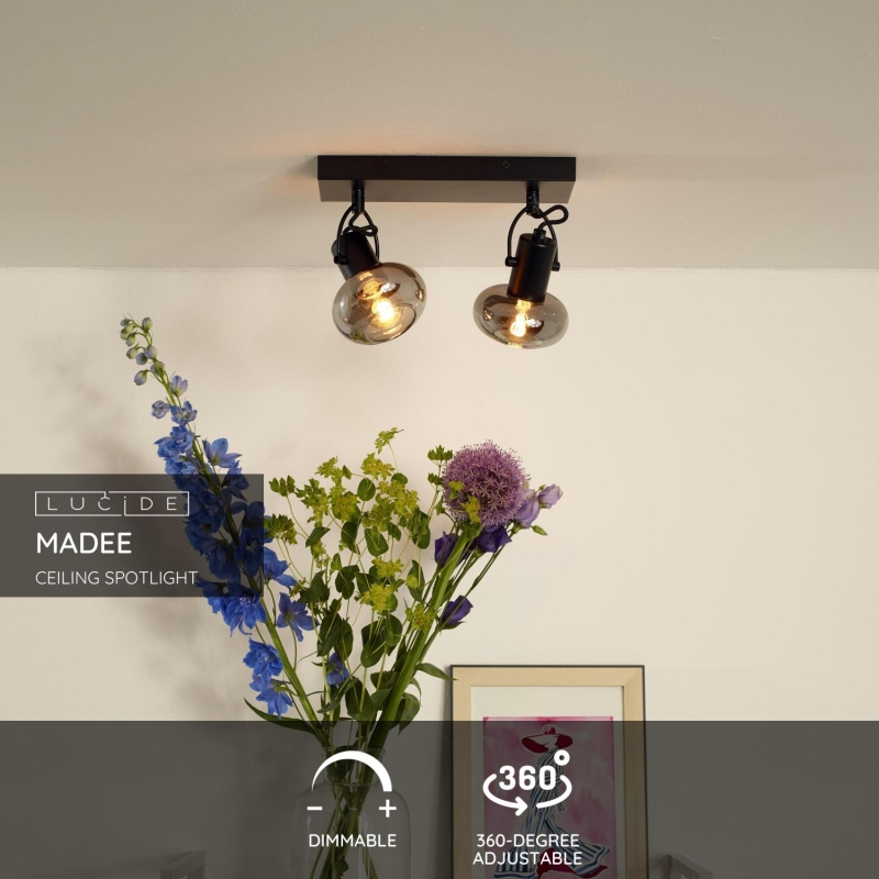 Lucide MADEE - Stropné bodové svietidlo - 2xE14 - Čierne